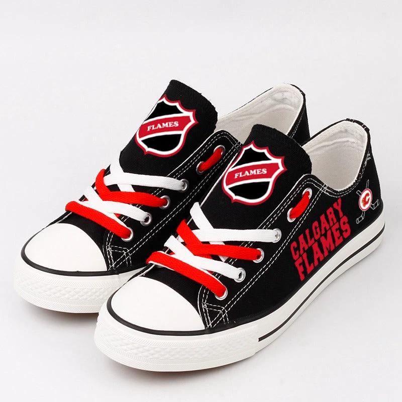 Calgary Flames Low Top Canvas Sport Sneakers Shoes For Men Women Fans by Crocs