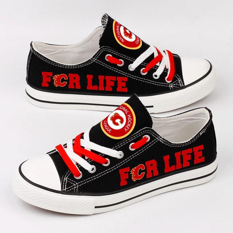 Calgary Flames Low Top Canvas Sport Sneakers Shoes For Men Women Fans by Crocs