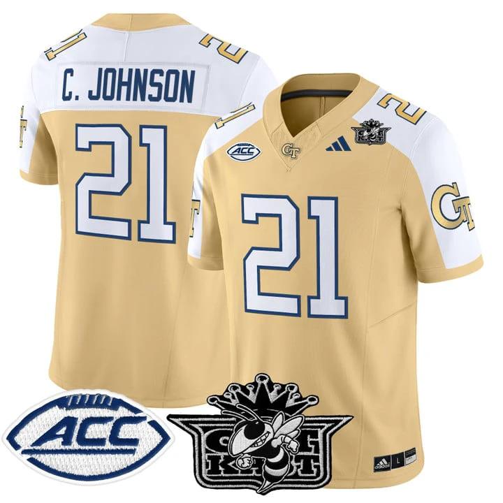 Calvin Johnson Jersey #21 Outkast Georgia Tech Yellow Jackets 2025 by My Store NCAA Football Jerseys