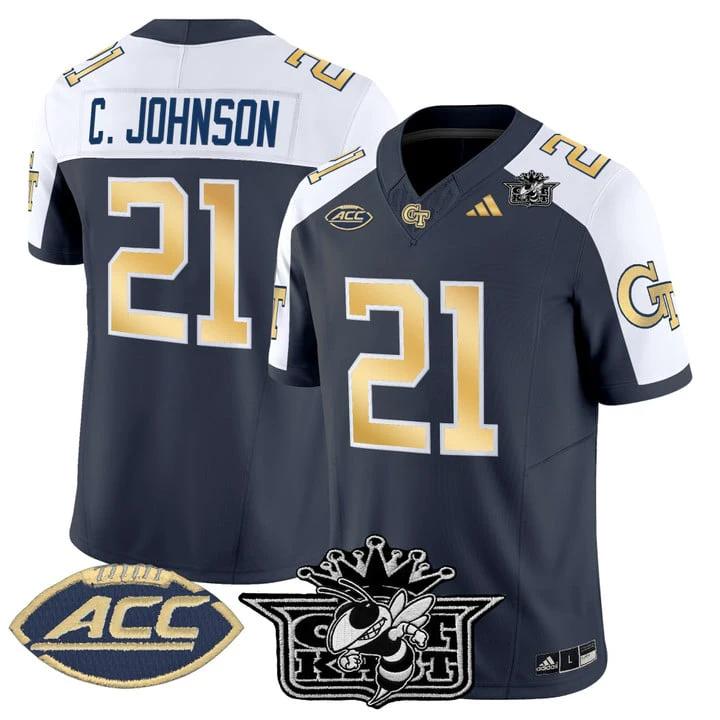 Calvin Johnson Jersey #21 Outkast Georgia Tech Yellow Jackets 2025 by My Store NCAA Football Jerseys