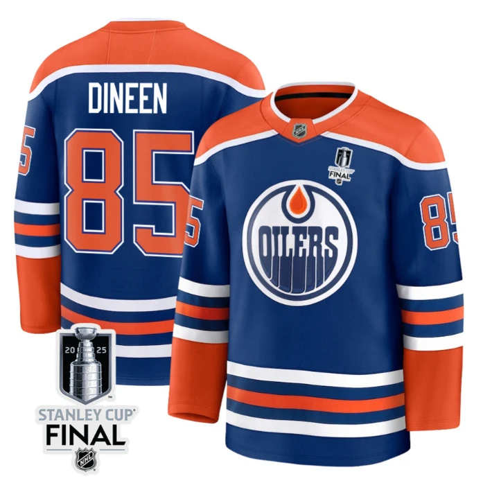Cam Dineen 85 Edmonton Oilers 2025 Stanley Cup Final Home Breakaway Men Jersey Royal by Hockey David