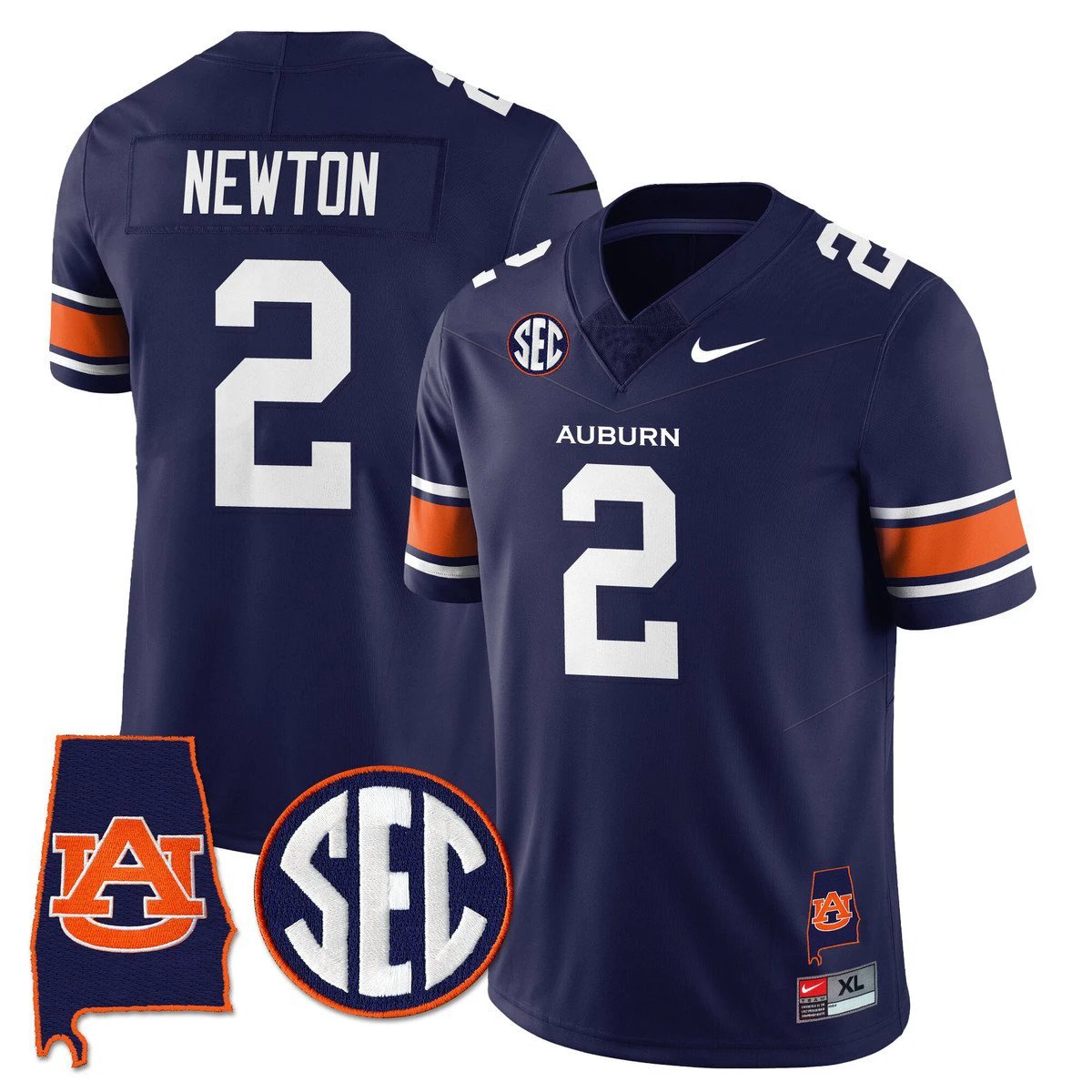 Cam Newton Jersey #2 Auburn Tigers Alabama Patch Vapor Stitched Navy by My Store NCAA Football Jerseys