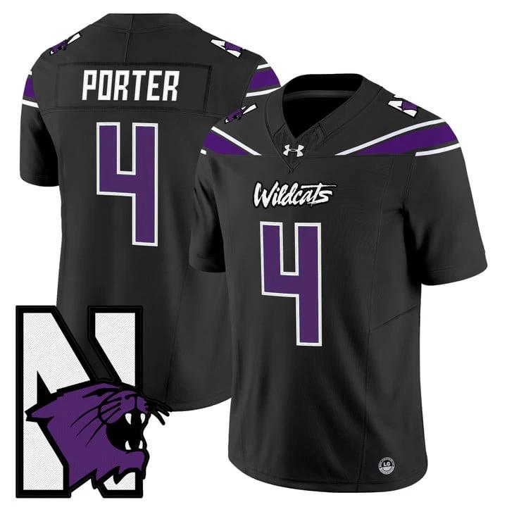 Cam Porter Jersey #4 Northwestern Wildcats Honoring 95 Stitched Black by NCAA Football Jersey