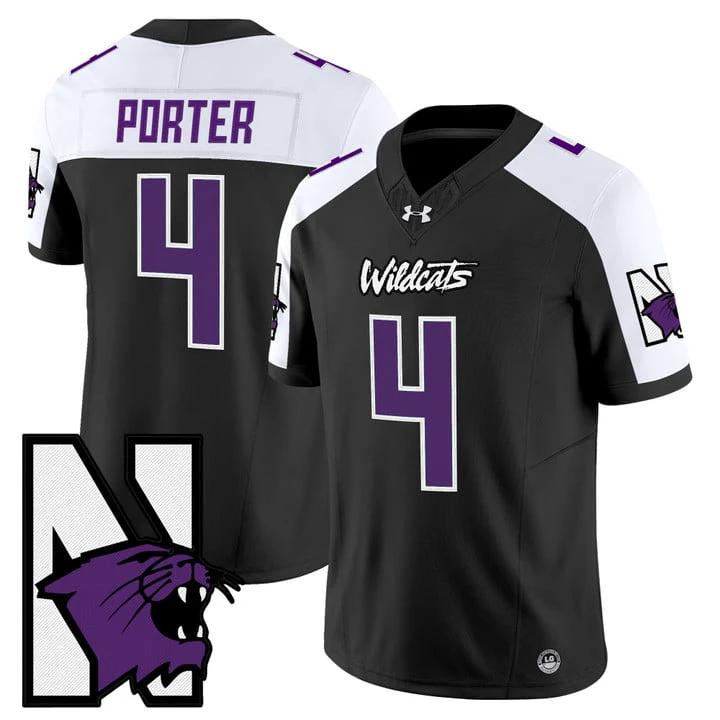 Cam Porter Jersey #4 Northwestern Wildcats Honoring 95 Stitched Black Alternate by NCAA Football Jersey