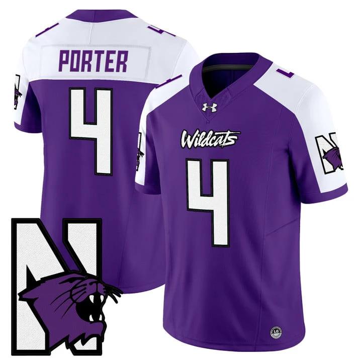 Cam Porter Jersey #4 Northwestern Wildcats Honoring 95 Stitched Purple Alternate by NCAA Football Jersey