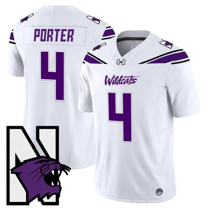 Cam Porter Jersey #4 Northwestern Wildcats Honoring 95 Stitched White by NCAA Football Jersey