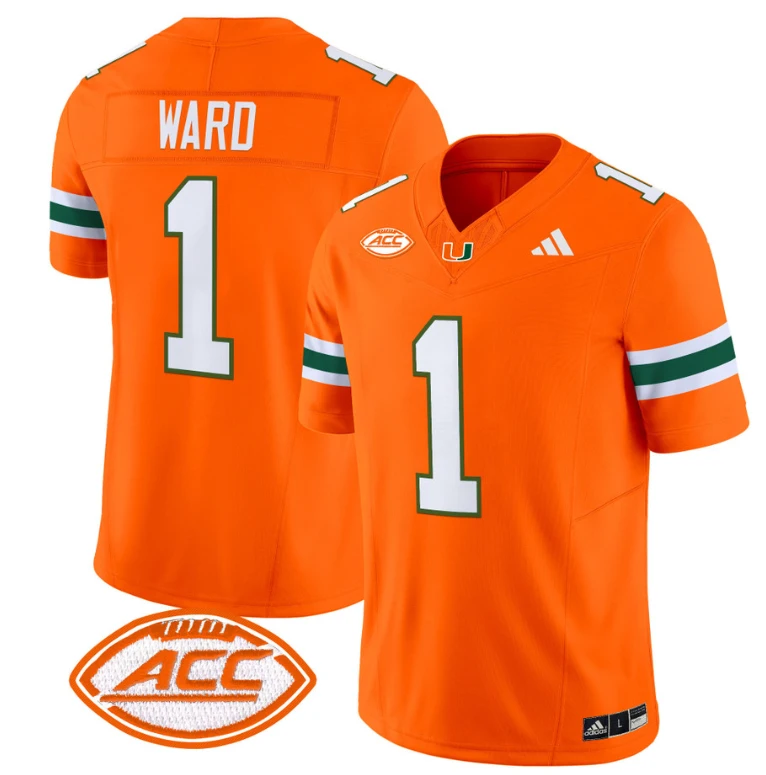 Cam Ward Jersey #1 Miami Hurricanes Vapor Football Stitched Orange by My Store