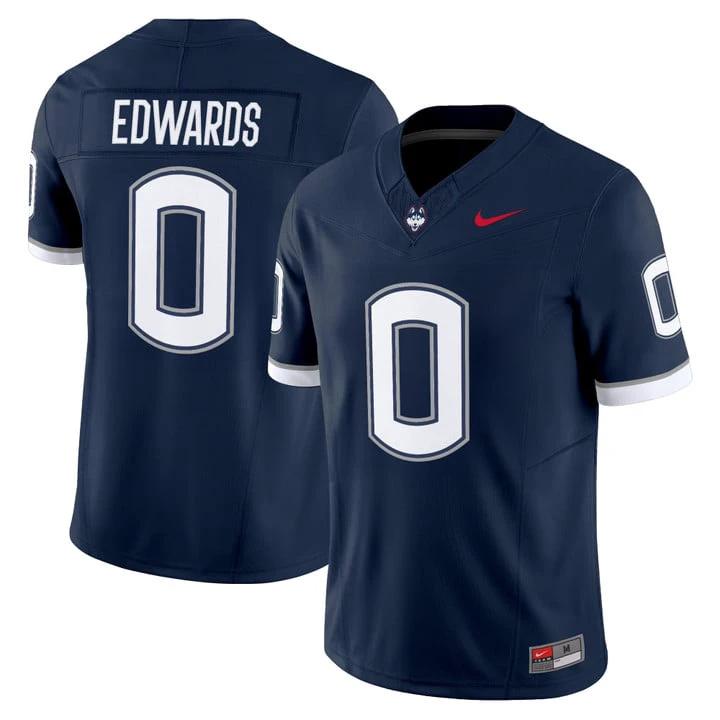 Cam Edwards Jersey #0 UConn Huskies 2025 Vapor Limited Stitched by My Store NCAA Football Jerseys