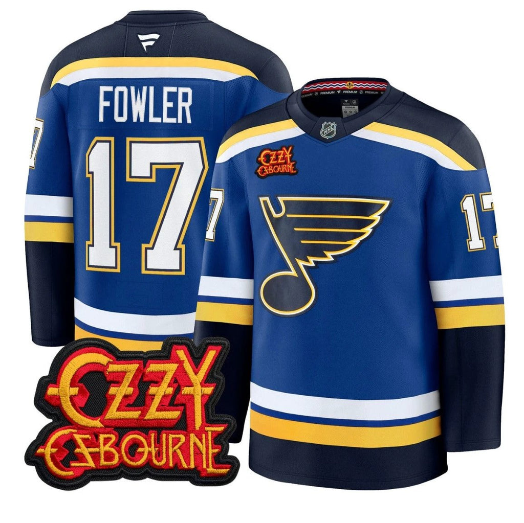 Cam Fowler Jersey #17 St. Louis Blues Ozzy Osbourne Patch Stitched by Hockey David