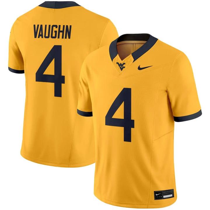 Cam Vaughn Jersey #4 West Virginia Mountaineers 2025 Vapor Stitched by My Store NCAA Football Jerseys