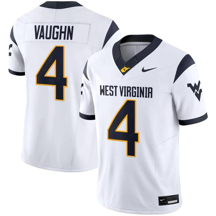 Cam Vaughn Jersey #4 West Virginia Mountaineers 2025 Vapor Stitched by My Store NCAA Football Jerseys