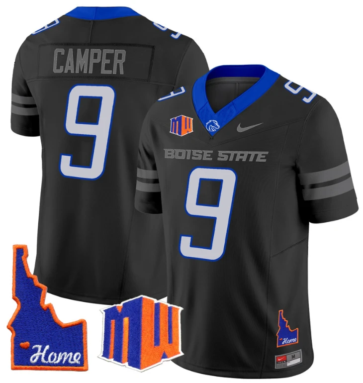 Cameron Camper Jersey #9 Boise State Broncos 2024 Home Patch Vapor Football Black by My Store