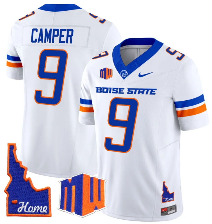 Cameron Camper Jersey #9 Boise State Broncos 2024 Home Patch Vapor Football White by My Store
