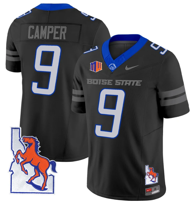 Cameron Camper Jersey #9 Boise State Broncos 2024 Map Patch Vapor Football Black by My Store