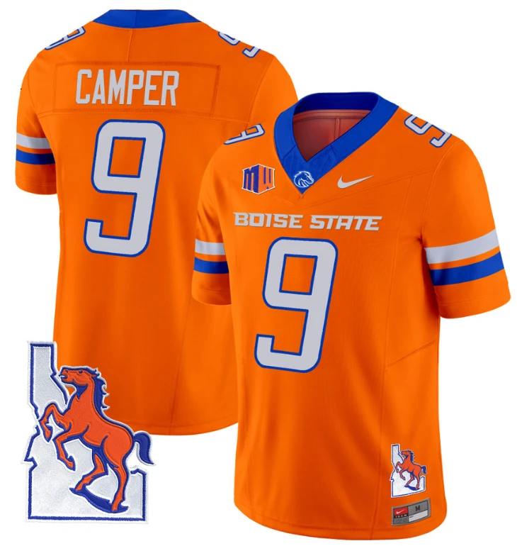 Cameron Camper Jersey #9 Boise State Broncos 2024 Map Patch Vapor Football Royal by My Store