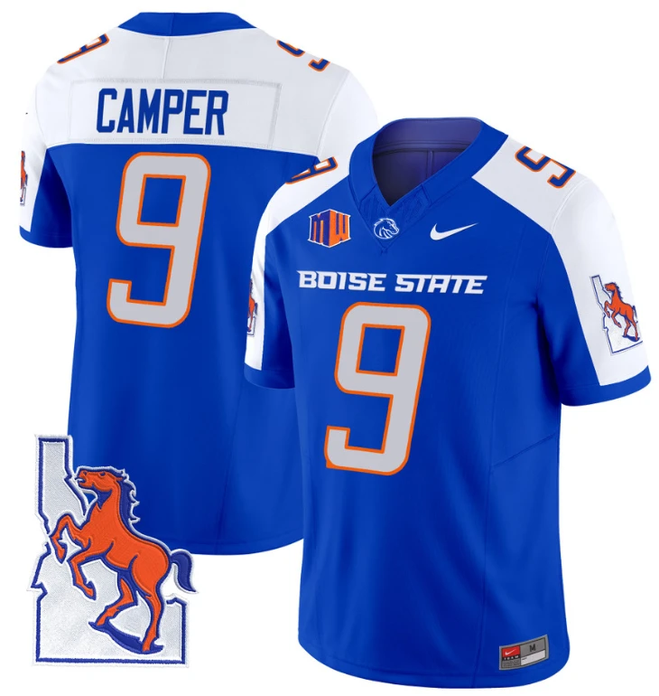 Cameron Camper Jersey #9 Boise State Broncos 2024 Map Patch Vapor Football Royal Alternate by My Store
