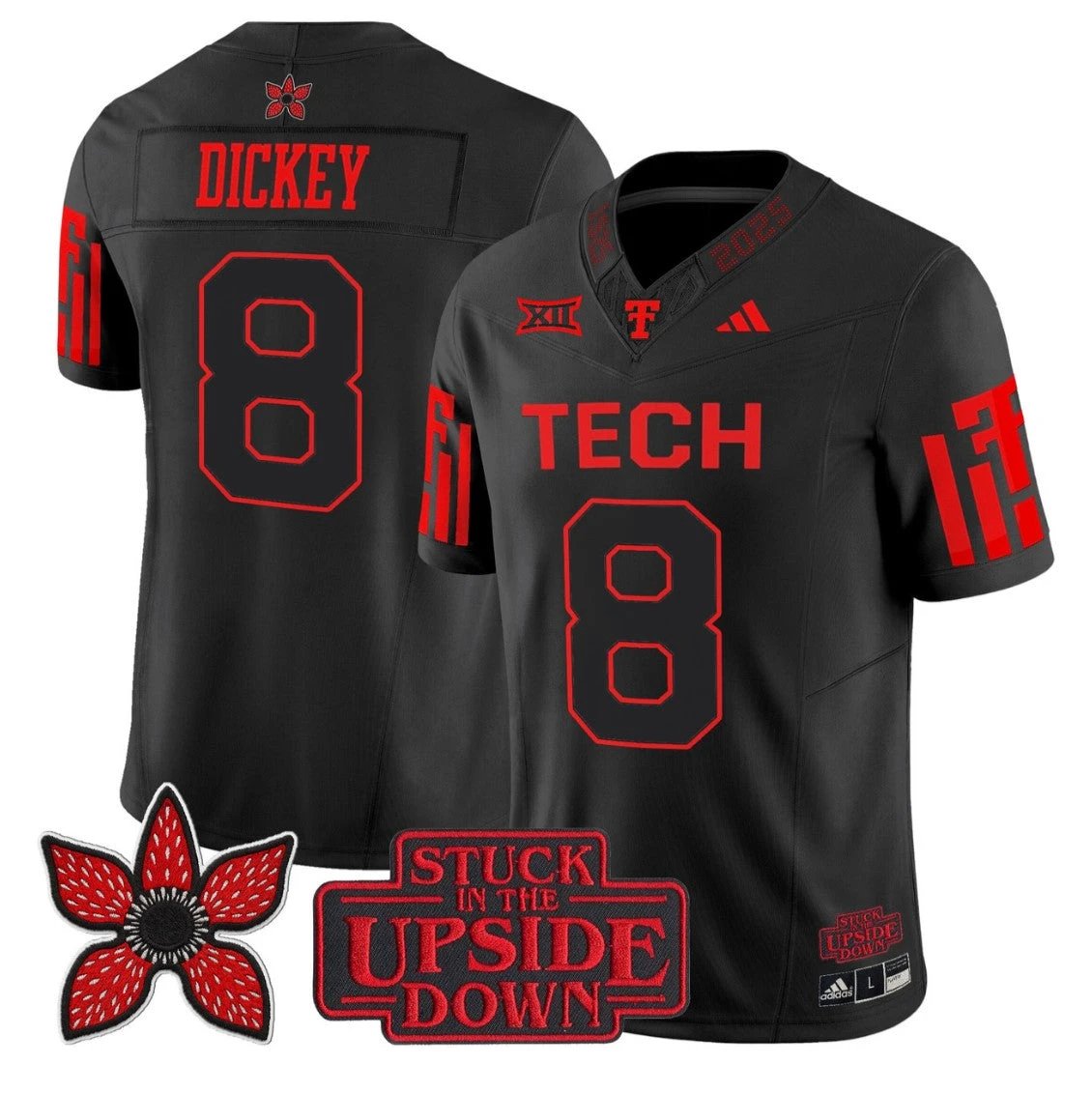 Cameron Dickey Jersey #8 Texas Tech Red Raiders Stranger Things Edition Stitched by My Store NCAA Football Jerseys