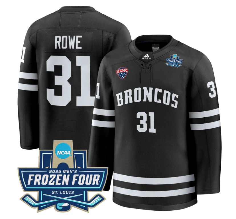 Cameron Rowe Jersey #31 Western Michigan Broncos 2025 Frozen Four Patch Stitched Black by Hockey David