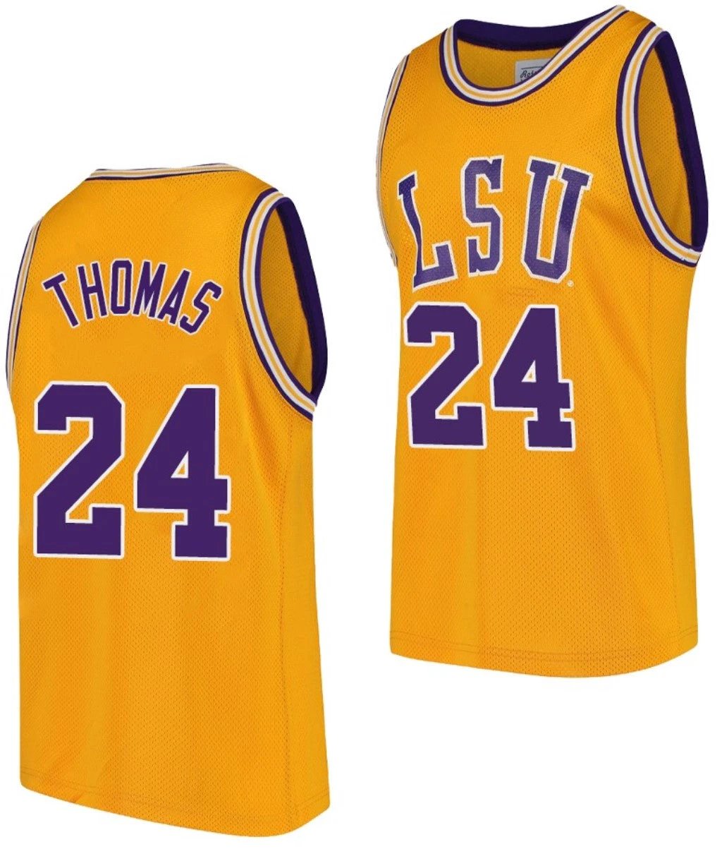 Cameron Thomas Jersey LSU Tigers College Basketball Gold Replica #24 by My store basketball