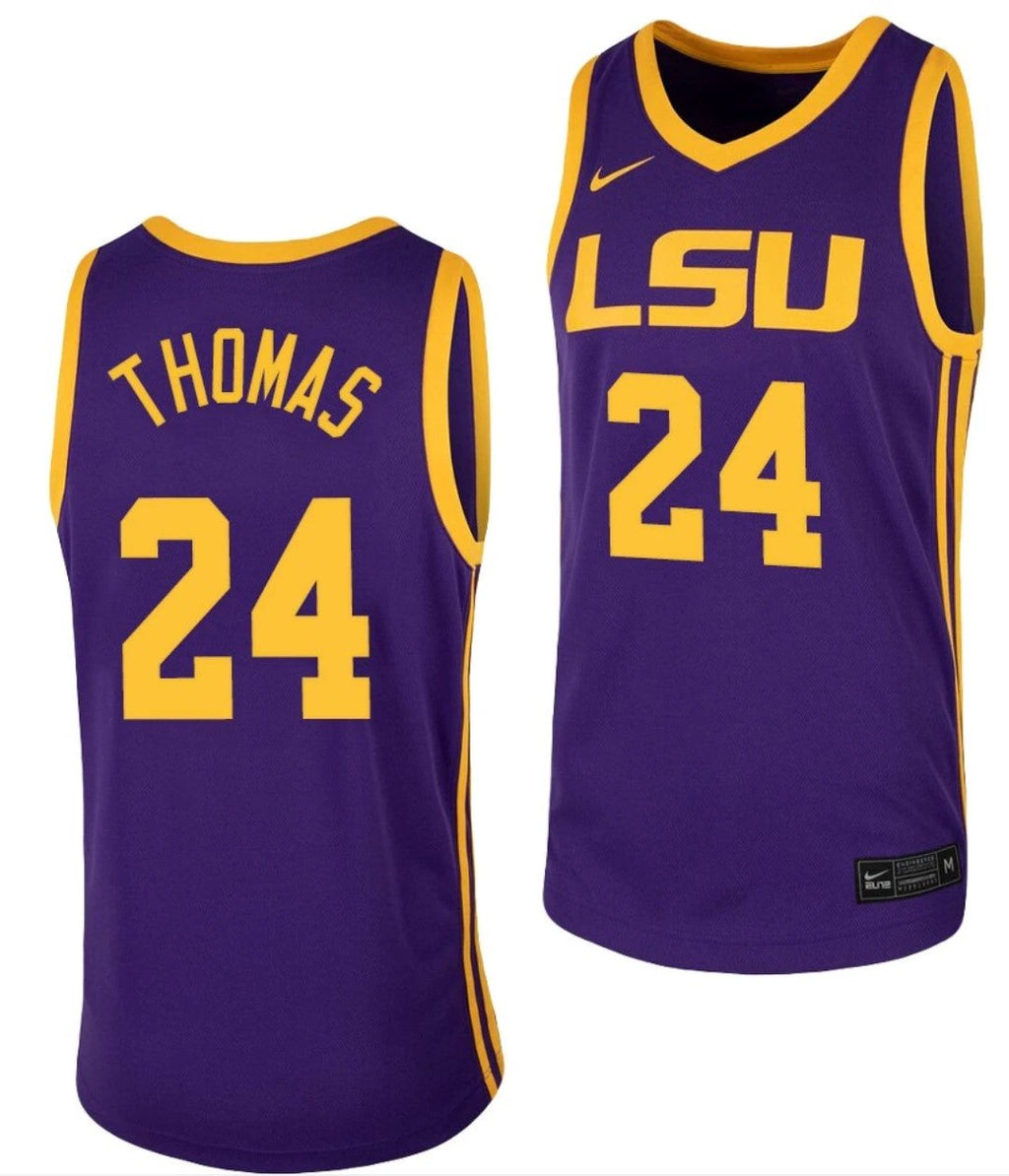 Cameron Thomas Jersey LSU Tigers College Basketball Purple Replica #24 by My store basketball