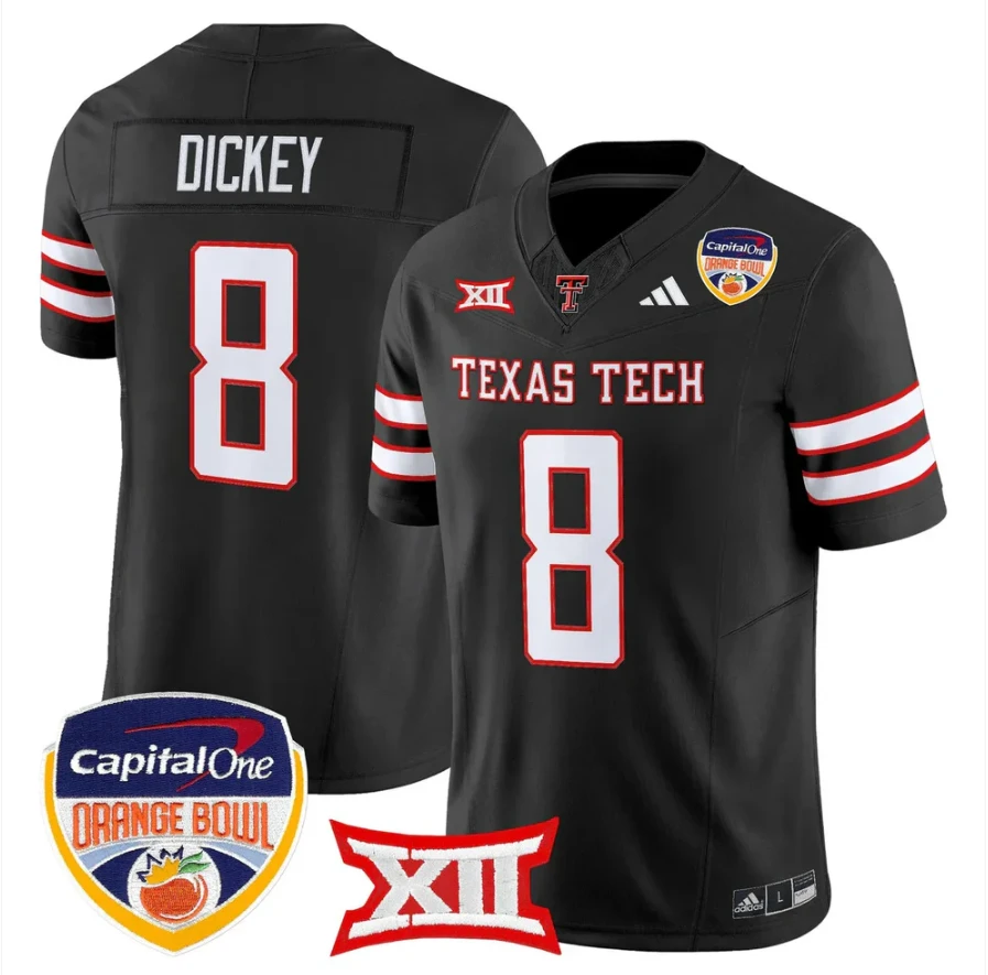 Cameron Dickey Jersey #8 Texas Tech 2025 Orange Bowl Patch V2 Stitched by My Store NCAA Football Jerseys