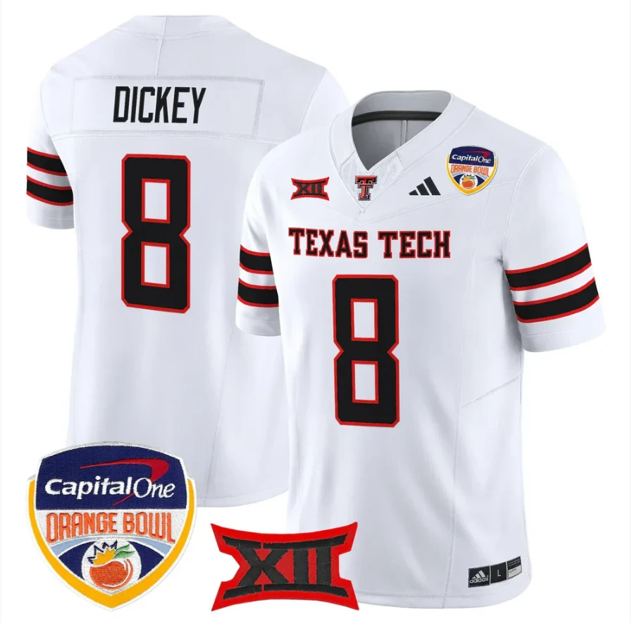 Cameron Dickey Jersey #8 Texas Tech 2025 Orange Bowl Patch V2 Stitched by My Store NCAA Football Jerseys