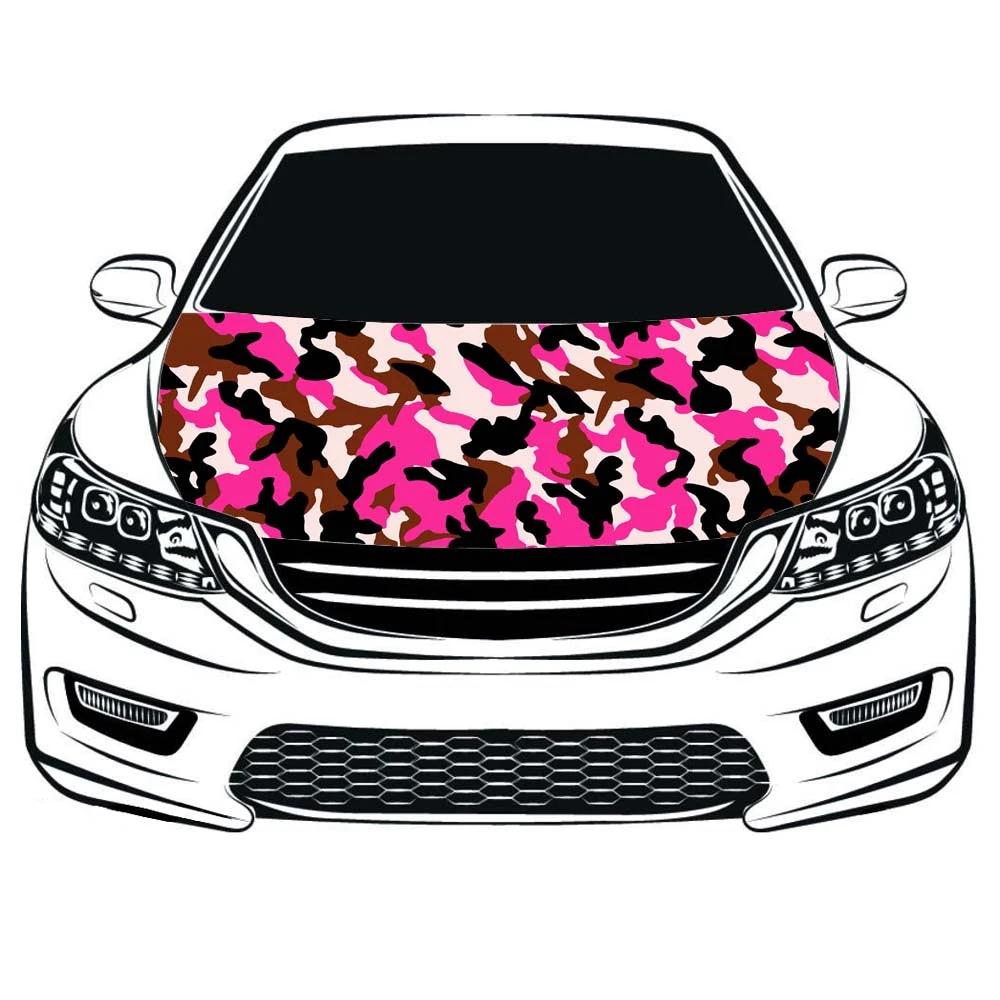 Camouflage Car Hood Cover Flag ,Camouflage pink Engine Banner,3.3X5ft,6X7FT100% Polyester Elastic Fabrics Can be Washed by flagsshop