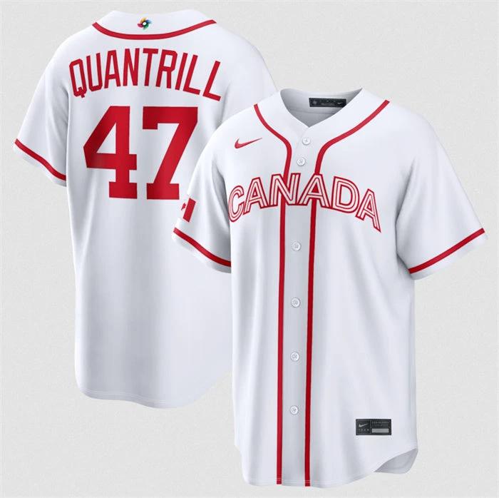 Canada Baseball #47 Cal Quantrill Jersey White 2026 World Baseball Classic Home Stadium Stitched by My Store