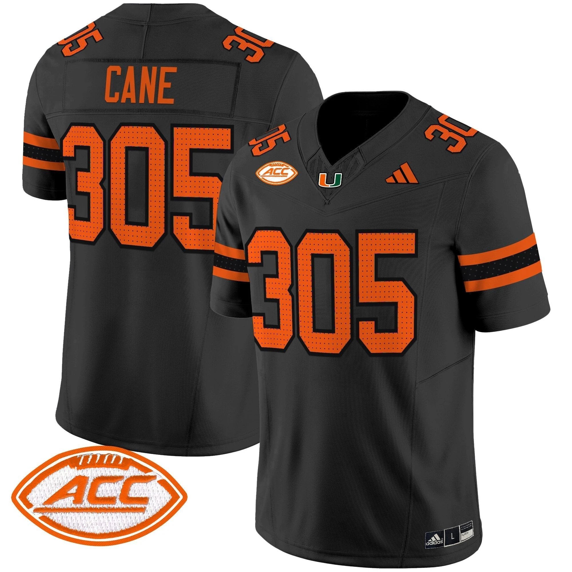 Cane Jersey #305 Miami Hurricanes 2025 Vapor Limited Stitched Black by NCAA Football Jersey