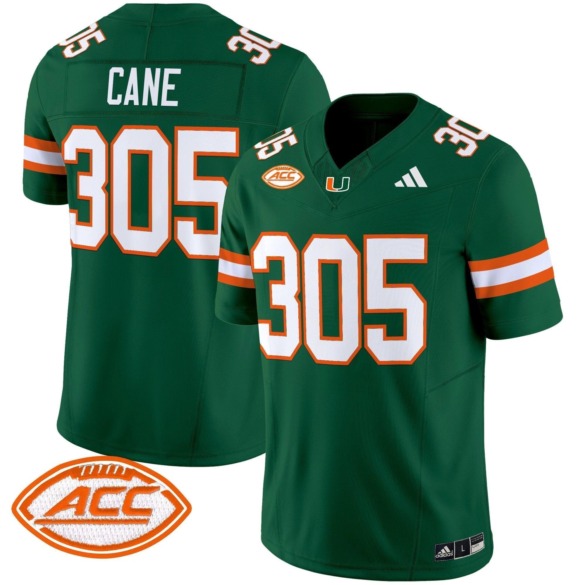 Cane Jersey #305 Miami Hurricanes 2025 Vapor Limited Stitched Green by NCAA Football Jersey