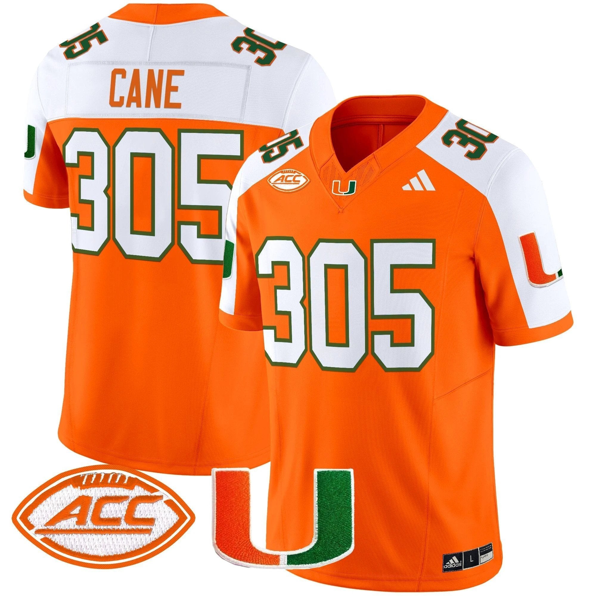 Cane Jersey #305 Miami Hurricanes 2025 Vapor Limited Stitched Orange Alternate by NCAA Football Jersey