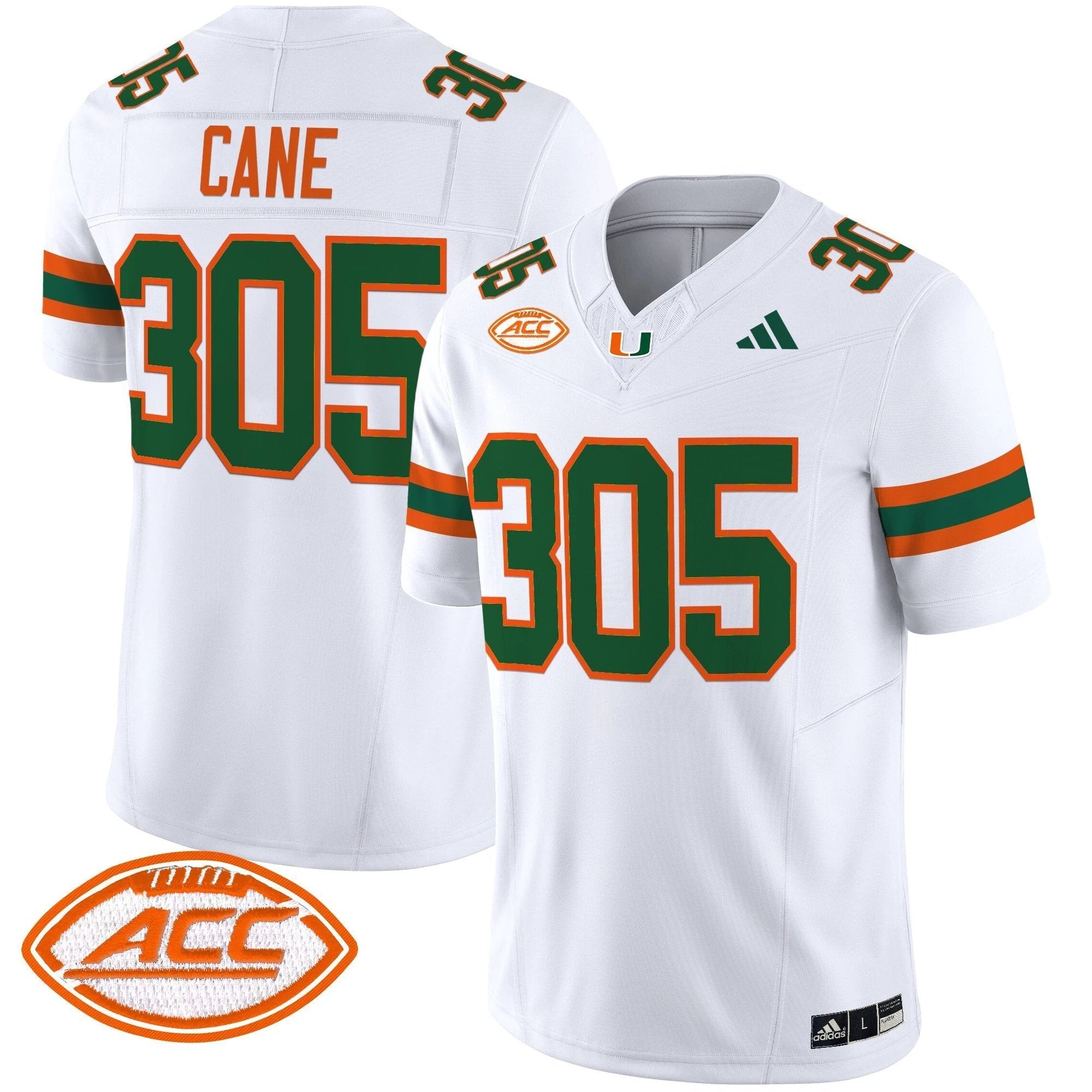 Cane Jersey #305 Miami Hurricanes 2025 Vapor Limited Stitched White by My Store