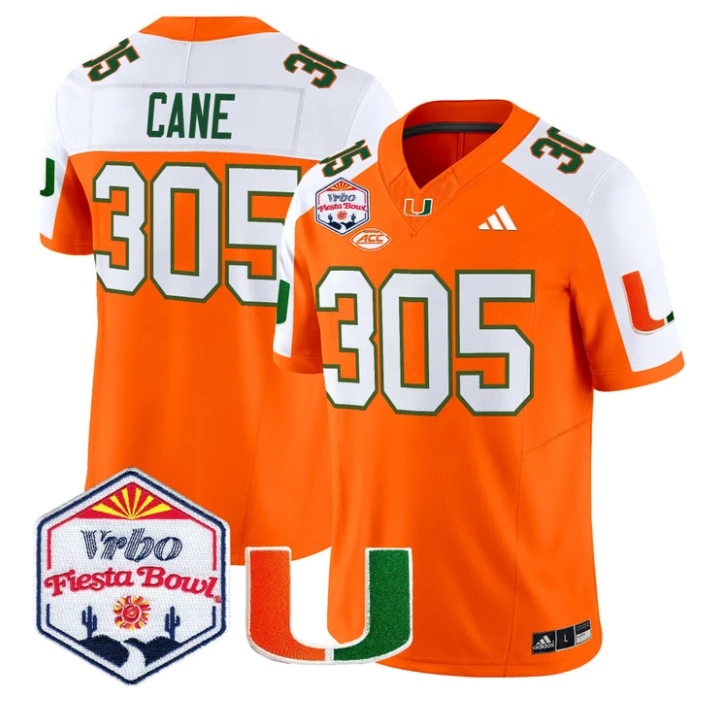 Cane Jersey #305 Miami Hurricanes 2026 Fiesta Bow Patch Stitched Orange Alter by NCAA Football Jersey