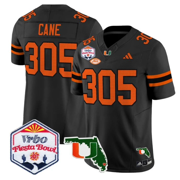 Cane Jersey #305 Miami Hurricanes 2026 Fiesta Bowl Florida Stitched Black by My Store NCAA Football Jerseys