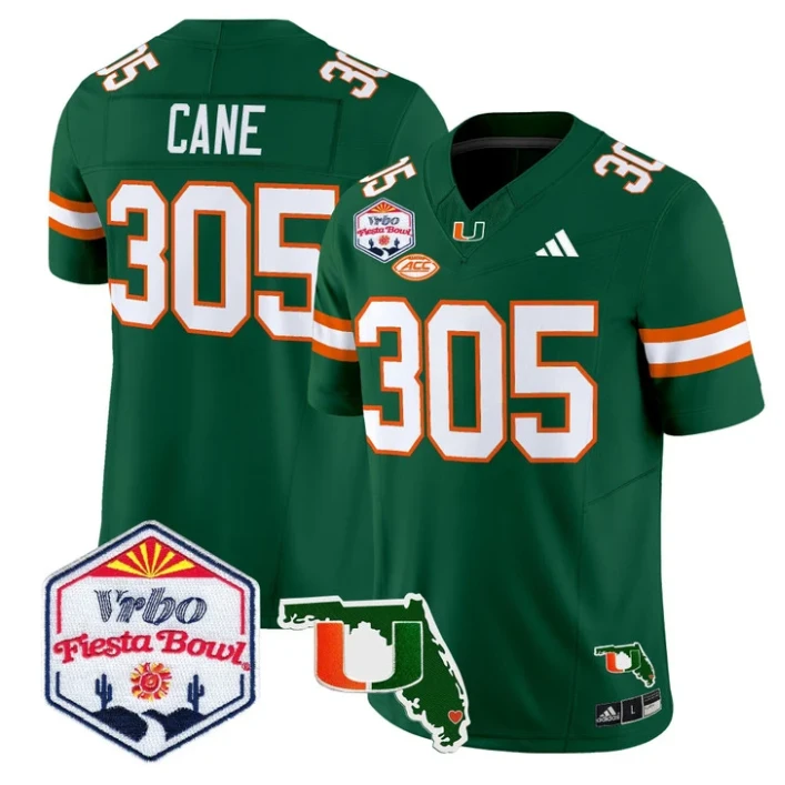 Cane Jersey #305 Miami Hurricanes 2026 Fiesta Bowl Florida Stitched Green by My Store NCAA Football Jerseys