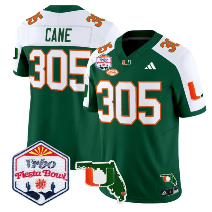 Cane Jersey #305 Miami Hurricanes 2026 Fiesta Bowl Florida Stitched Green Alternate by My Store NCAA Football Jerseys