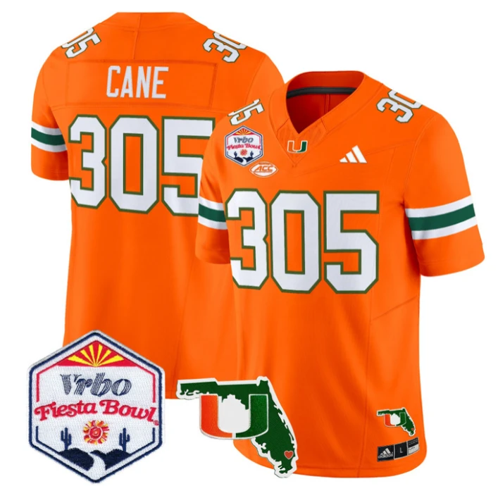 Cane Jersey #305 Miami Hurricanes 2026 Fiesta Bowl Florida Stitched Orange by My Store NCAA Football Jerseys