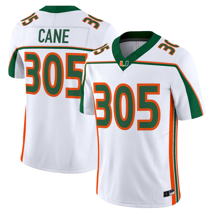 Cane Jersey #305 Miami Hurricanes Throwback 2025 Vapor Limited Stitched by My Store NCAA Football Jerseys