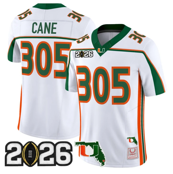 Cane Jersey #305 Miami Hurricanes Throwback 2026 CFP Final Florida Stitched by My Store NCAA Football Jerseys