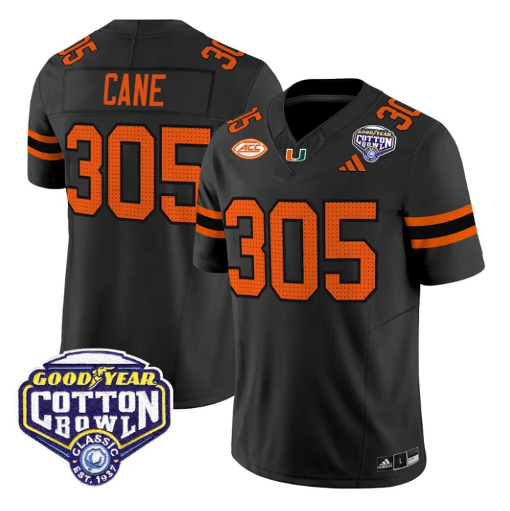 Cane Jersey #305 Miami Hurricanes 2025 Cotton Bowl Patch Stitched by My Store NCAA Football Jerseys
