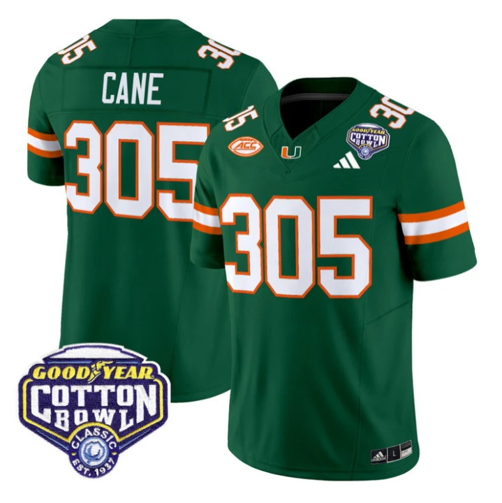 Cane Jersey #305 Miami Hurricanes 2025 Cotton Bowl Patch Stitched by My Store NCAA Football Jerseys