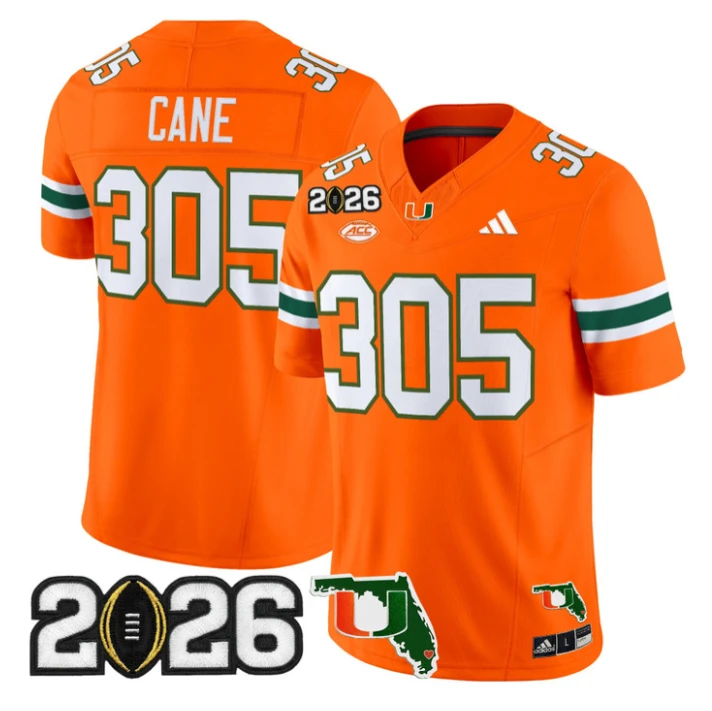 Cane Jersey #305 Miami Hurricanes 2026 CFP Final Florida Stitched by My Store NCAA Football Jerseys