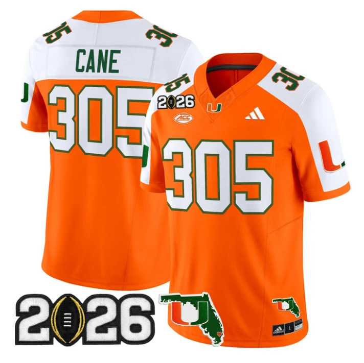 Cane Jersey #305 Miami Hurricanes 2026 CFP Final Florida Stitched by My Store NCAA Football Jerseys