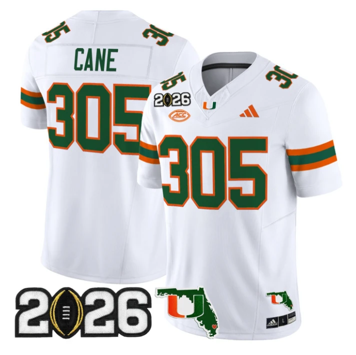 Cane Jersey #305 Miami Hurricanes 2026 CFP Final Florida Stitched by My Store NCAA Football Jerseys
