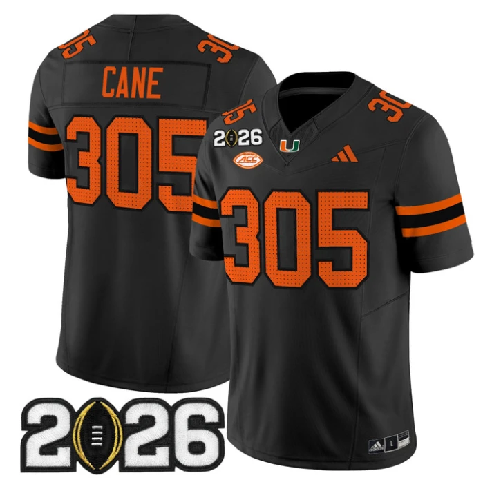 Cane Jersey #305 Miami Hurricanes 2026 CFP Final Patch Stitched Black by My Store NCAA Football Jerseys