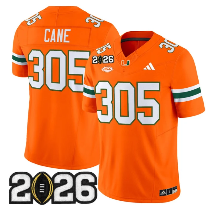 Cane Jersey #305 Miami Hurricanes 2026 CFP Final Patch Stitched Black by My Store NCAA Football Jerseys