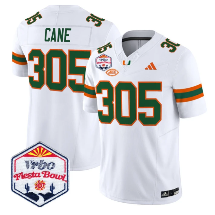 Cane Jersey #305 Miami Hurricanes 2026 Fiesta Bow Patch Stitched by My Store NCAA Football Jerseys