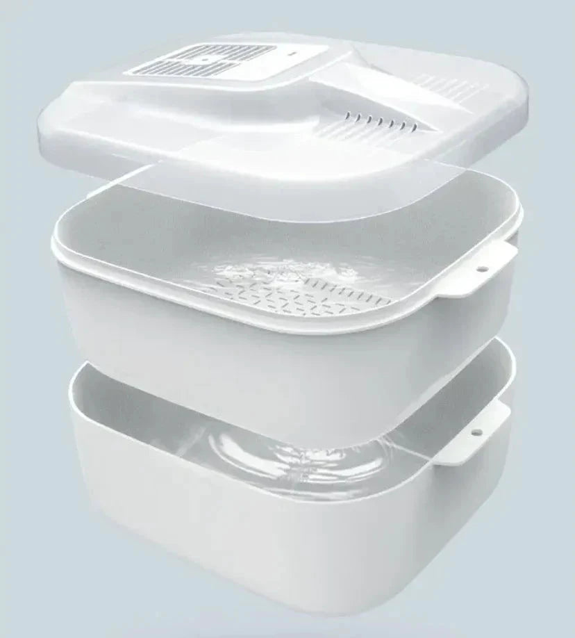 Multifunctional Fruit and Vegetable Cleaning Box – Automatic Cleaner with Draining Basket & Storage Lid by BowLift
