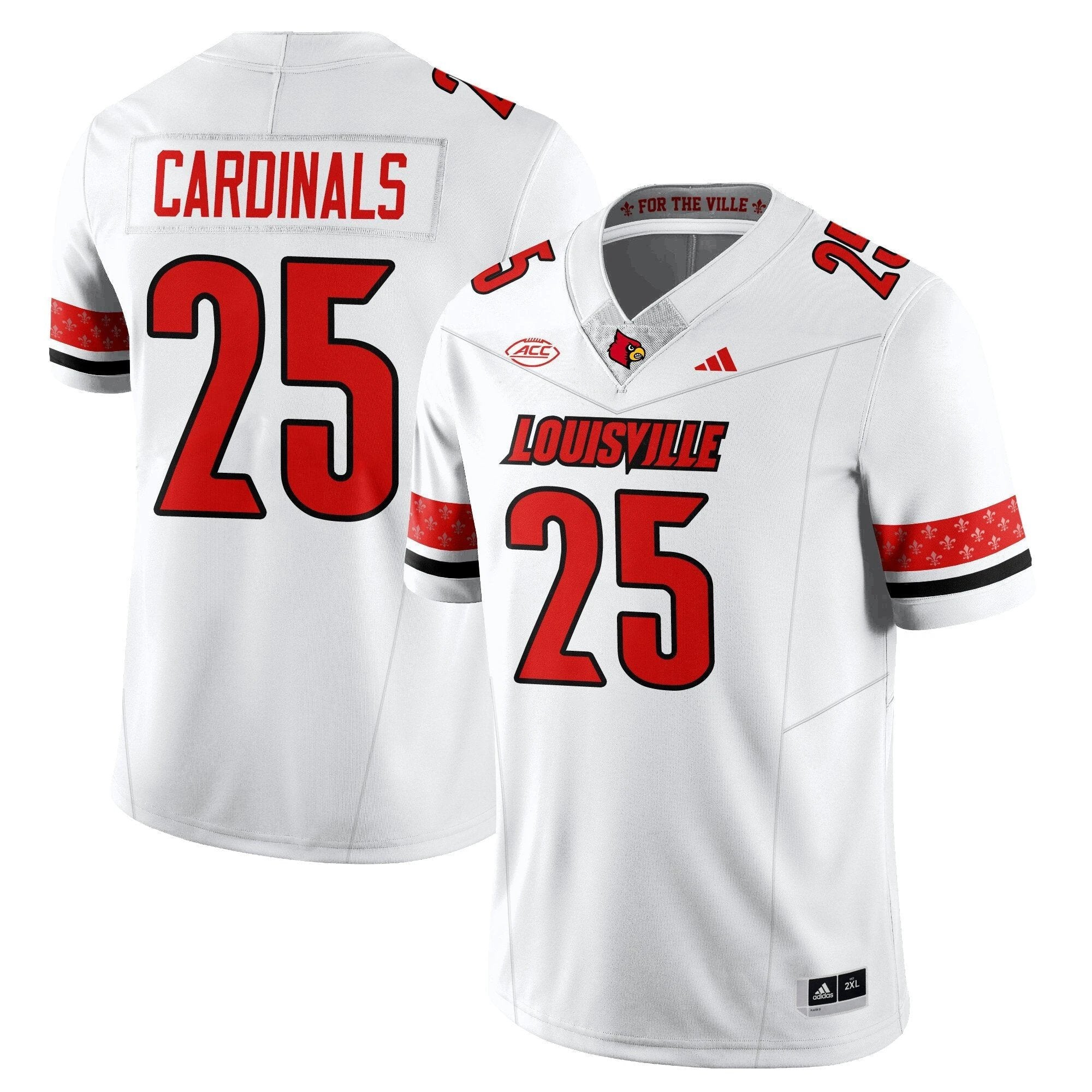 Cardinals Jersey #25 Louisville Football 2025 Vapor Limited Stitched White by NCAA Football Jersey