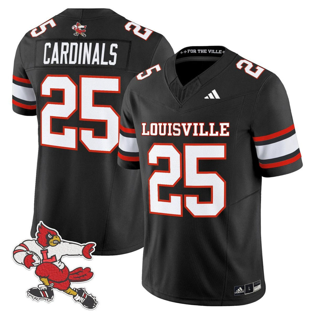 Cardinals Jersey #25 Louisville Cardinals 1980s Throwback Stitched Black by My Store NCAA Football Jerseys